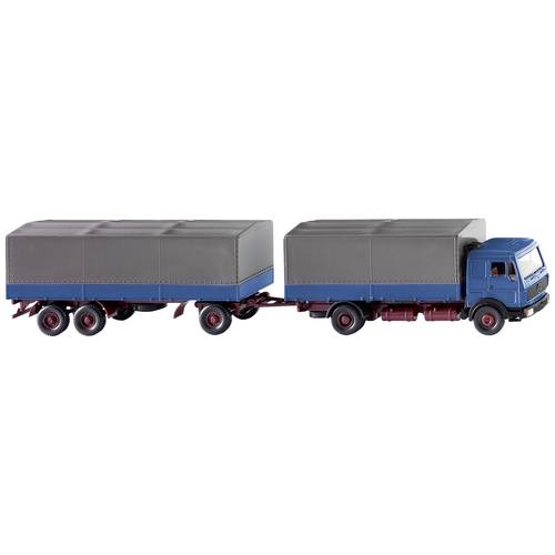 Thumbnail - Wiking 0455 01 H0 LKW Modell Mercedes Benz Pritschenhängerzug NG, azurblau