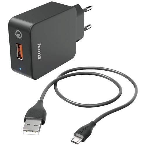 Thumbnail - hama 00201621 Schnellladegerät mit Ladekabel Micro-USB, 19,5 W, 1,5 m, Schwarz