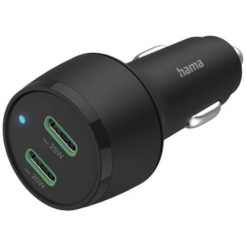 hama 00201632 Auto-Schnellladegerät, 2x USB-C, PD, 45 W, Schwarz