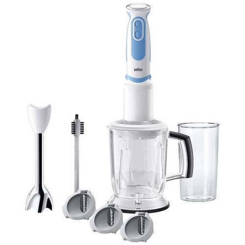 Braun 4191-MQ5260WHBL Stabmixer 1000 W mit Messbecher, mit Mixbecher, Turbofunktion Weiß-Blau