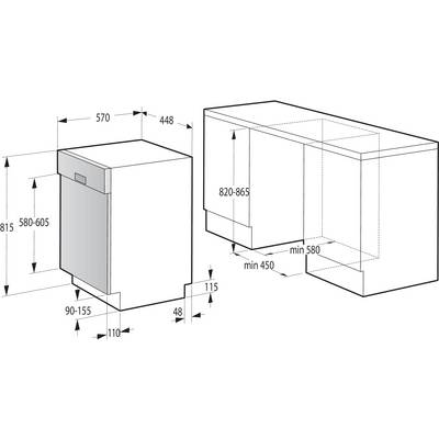 Gorenje Geschirrspüler GI520E15X BK065, Halb integriert, Single (45 cm breit), Standard (80 - 85 cm), Schwarz, Silber,-4