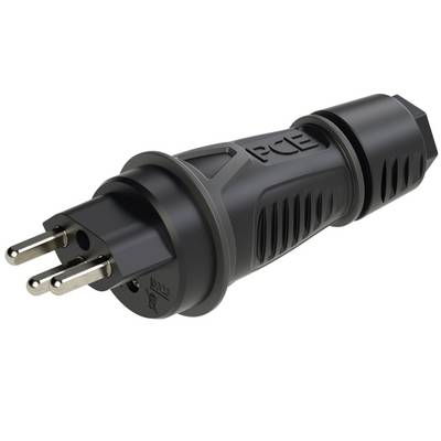 PC Electric 0323-ss Schutzkontaktstecker PA6, TPE 250 V Schwarz IP55