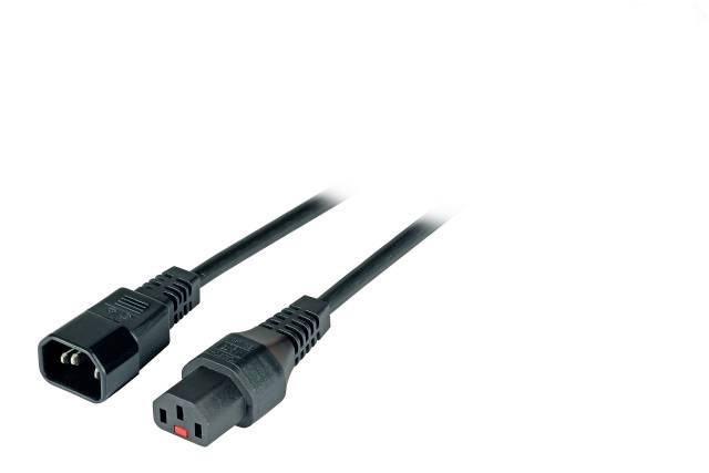 Zwei schwarze Netzkabel mit unterschiedlichen Steckverbindern, die Verwendungsmöglichkeiten in elektronischen Geräten aufzeigen.