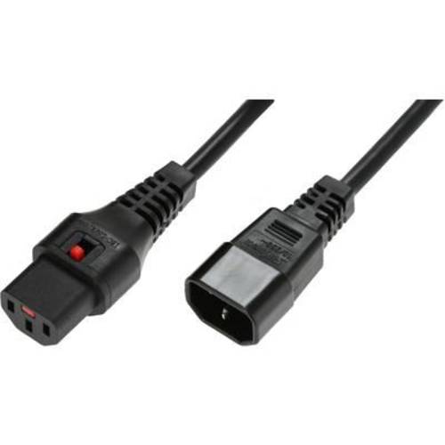 Thumbnail - MicroConnect Extension cord with IEC LOCK C13-C14 3M, BLACK H05VV-F.