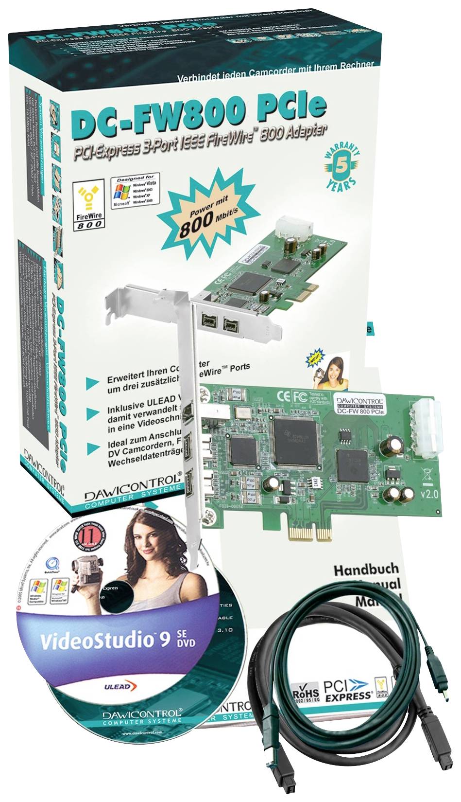 Interf. FireWire800 3 Port PCI Dawi DC-FW800 PCIe / Retail