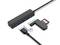 Mehrfach-USB-Hub mit vier Ports, SD-Kartenleser, USB-Stick, Kabel und Adapter auf weißem Hintergrund. Ideal für Datenübertragung.