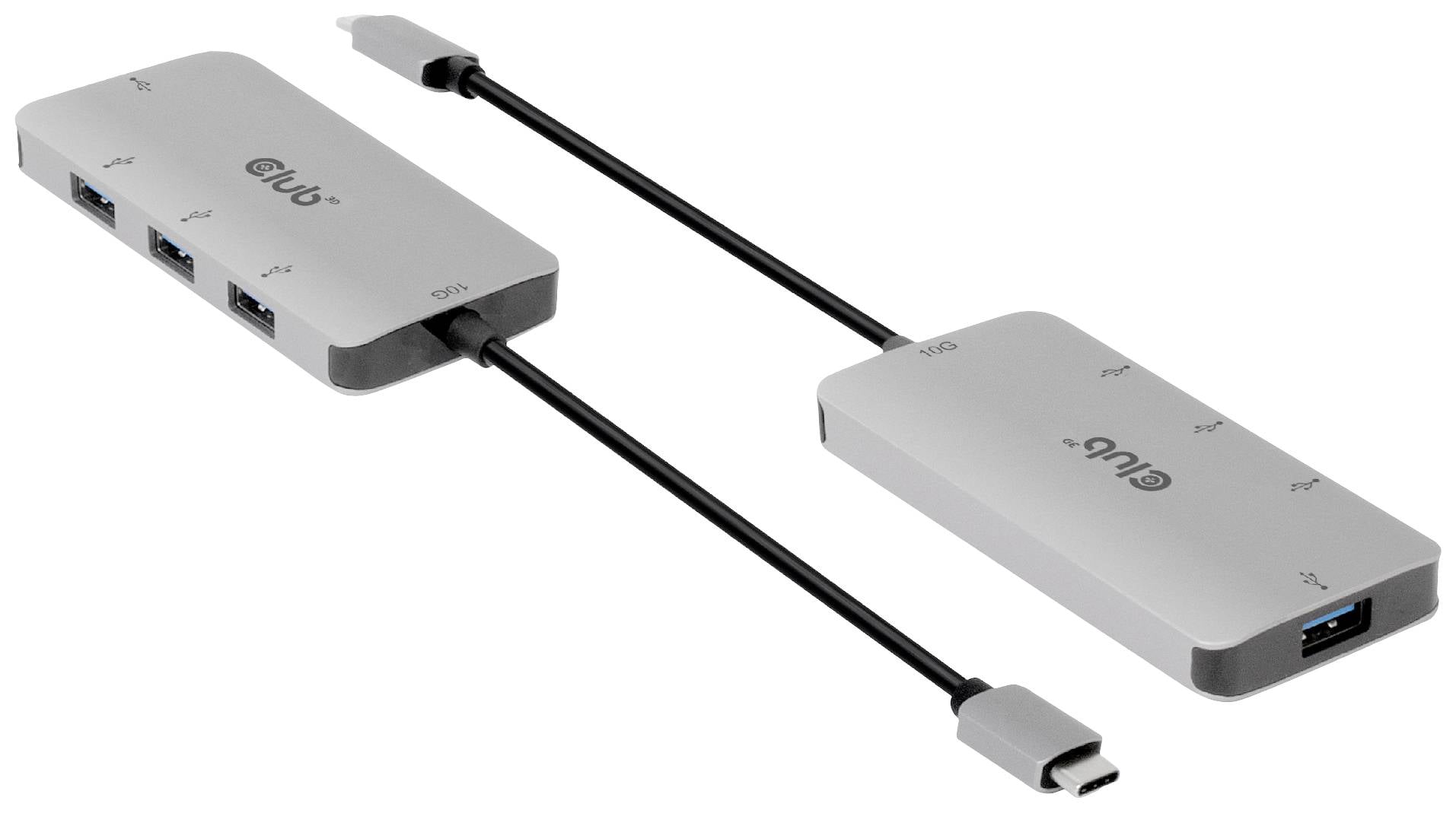 USB-C-Hub mit mehreren Anschlüssen, darunter drei USB-3.0-Ports und ein HDMI-Anschluss. Geeignet für Verbindung mehrerer Geräte.