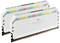 Zwei RAM-Module in Weiß mit RGB-Beleuchtung und dem Aufdruck 'Dominator Platinum RGB' auf der Vorderseite.