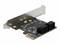 Eine PCIe-Adapterkarte mit zwei SATA-Anschlüssen. Sie erweitert die Anschlussmöglichkeiten für zusätzliche Speicherlaufwerke in einem Computer.