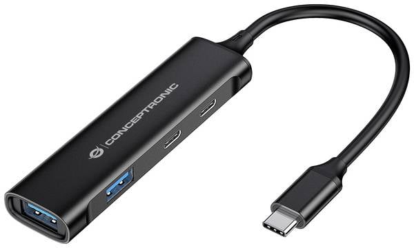 Conceptronic HUBBIES12B USB-Hub 2+2 Port USB-A, USB-C® USB 3.0 5 GBit/s mit USB-C® Stecker Schwarz HUBBIES12B