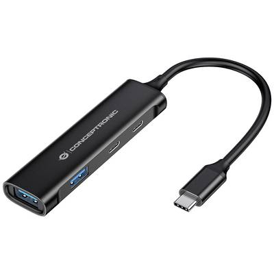 USB-C-Hub mit einem USB-C- und drei USB-A-Anschlüssen. Kompaktes und schlankes Design.
