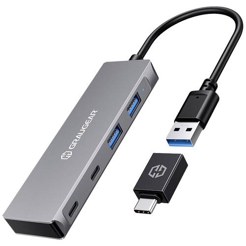 Thumbnail - GrauGear G-HUB2A2C-AC 4 Port USB 3.2 Gen 1-Hub (USB 3.0) Silber