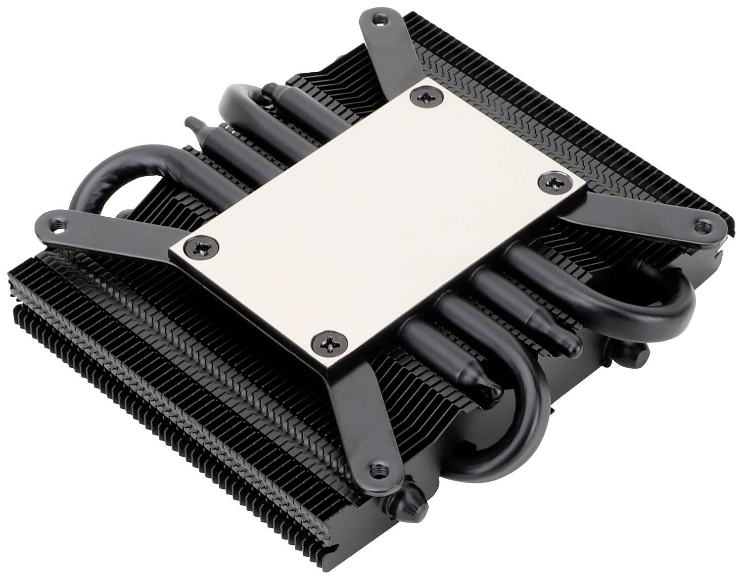 Kupferfarbener CPU-Kühler mit schwarzen Kühlrippen und mehreren Heatpipes, entworfen zur effizienten Wärmeableitung in Computern.
