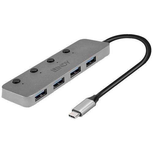 Thumbnail - LINDY 43383 4 Port USB-C® (USB 3.2 Gen 2) Multiport Hub Grau