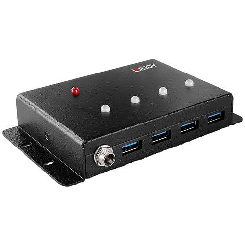 Thumbnail - LINDY 443492 USB-Hub 4 Port USB-A USB 3.0 5 GBit/s Schwarz 443492