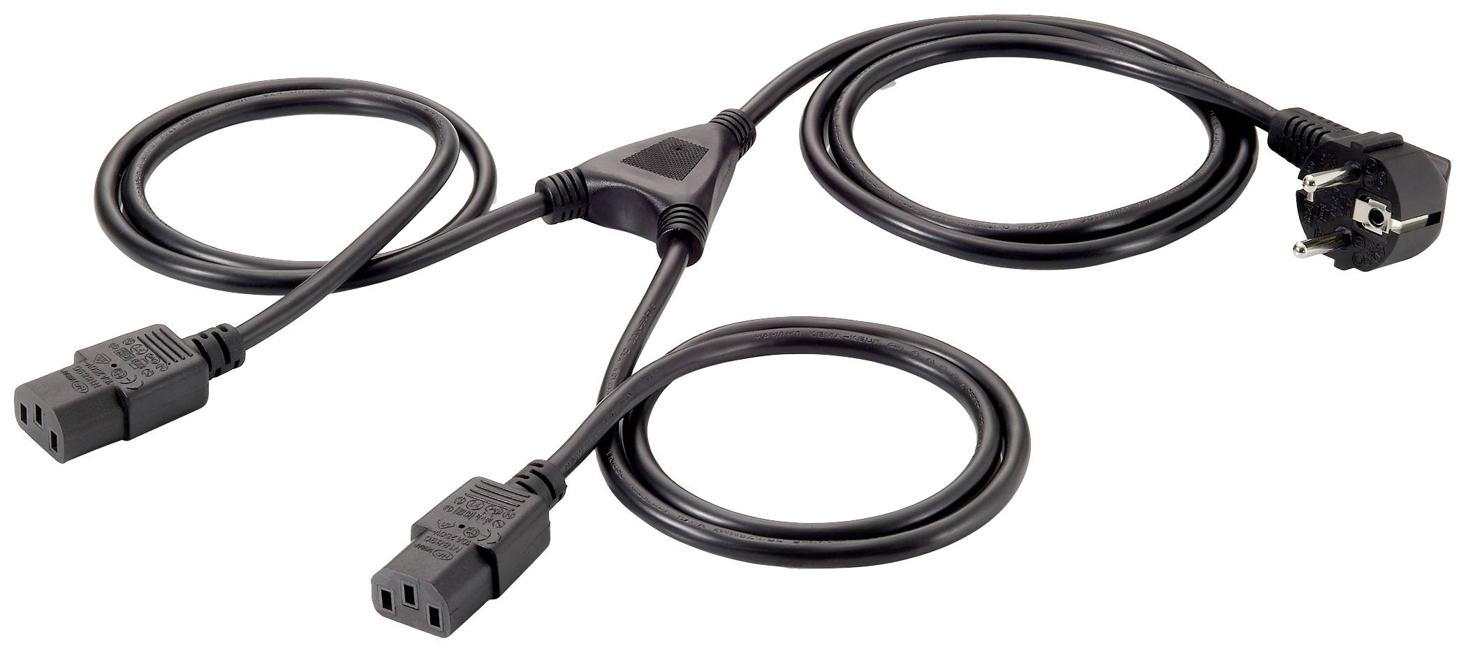 EQUIP Netzanschlußkabel Kaltgeräte Y-Kabel VDE Norm (schwarz)