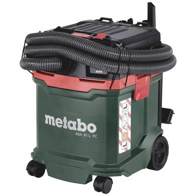 Staubsauger für Nass- und Trockenreinigung von Metabo, Modell ASA 30 L PC. Grüne und rote Farbgebung mit schwarzen Details.