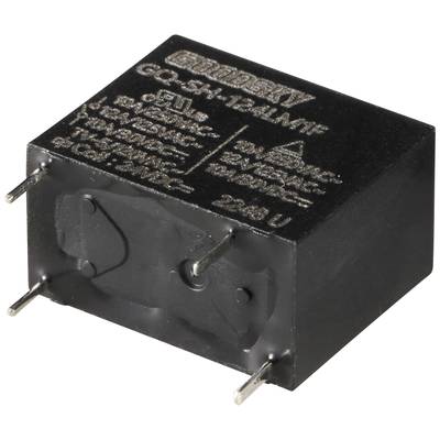Schwarzes quadratisches elektronisches Bauteil mit Beschriftung und vier Metallstiften, verwendet zur Spannungsumwandlung.