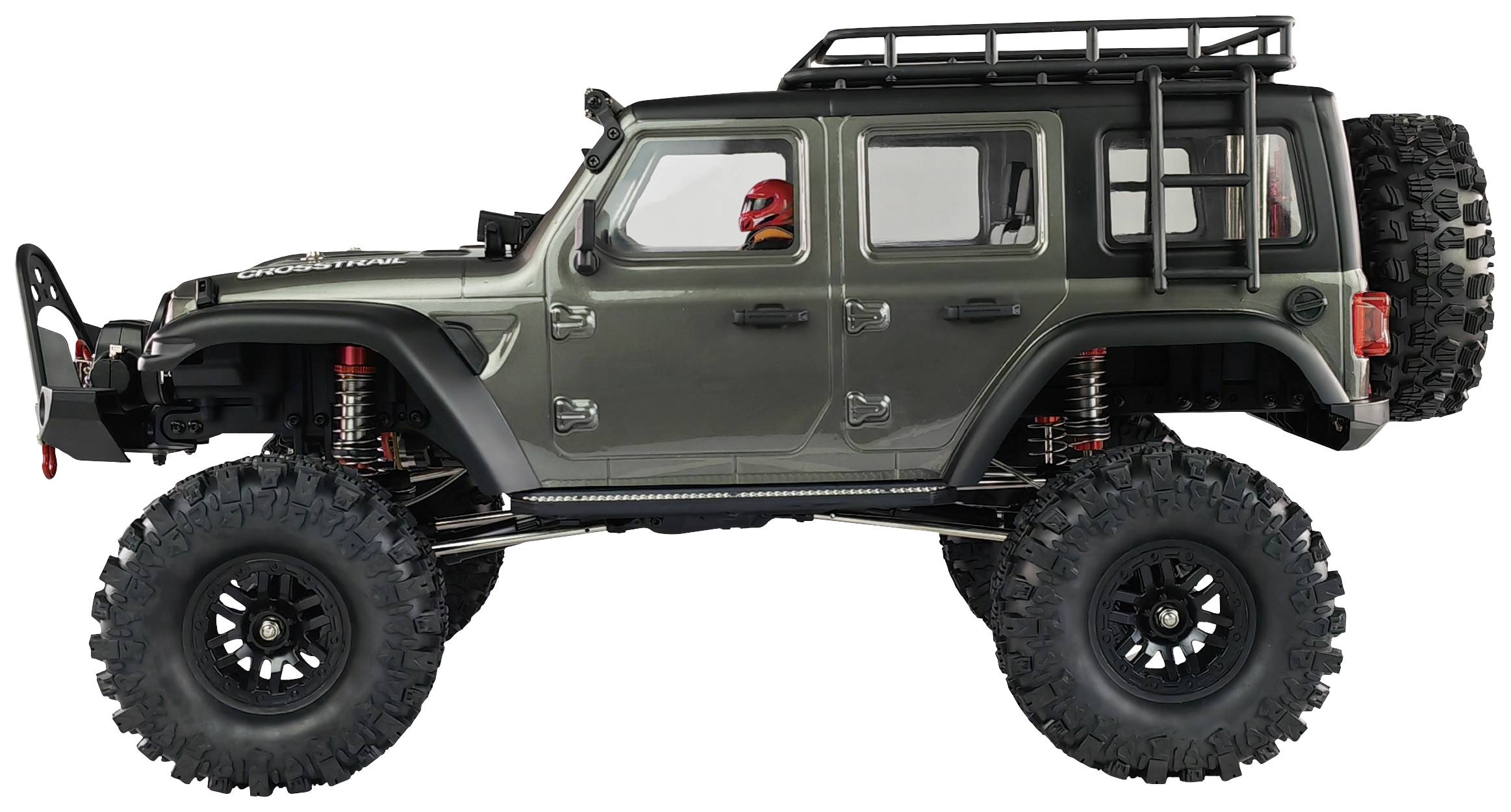 Geländewagen mit großer Bodenfreiheit und dicken Reifen, aufwendigem Fahrwerk, geeignet für Offroad-Abenteuer.