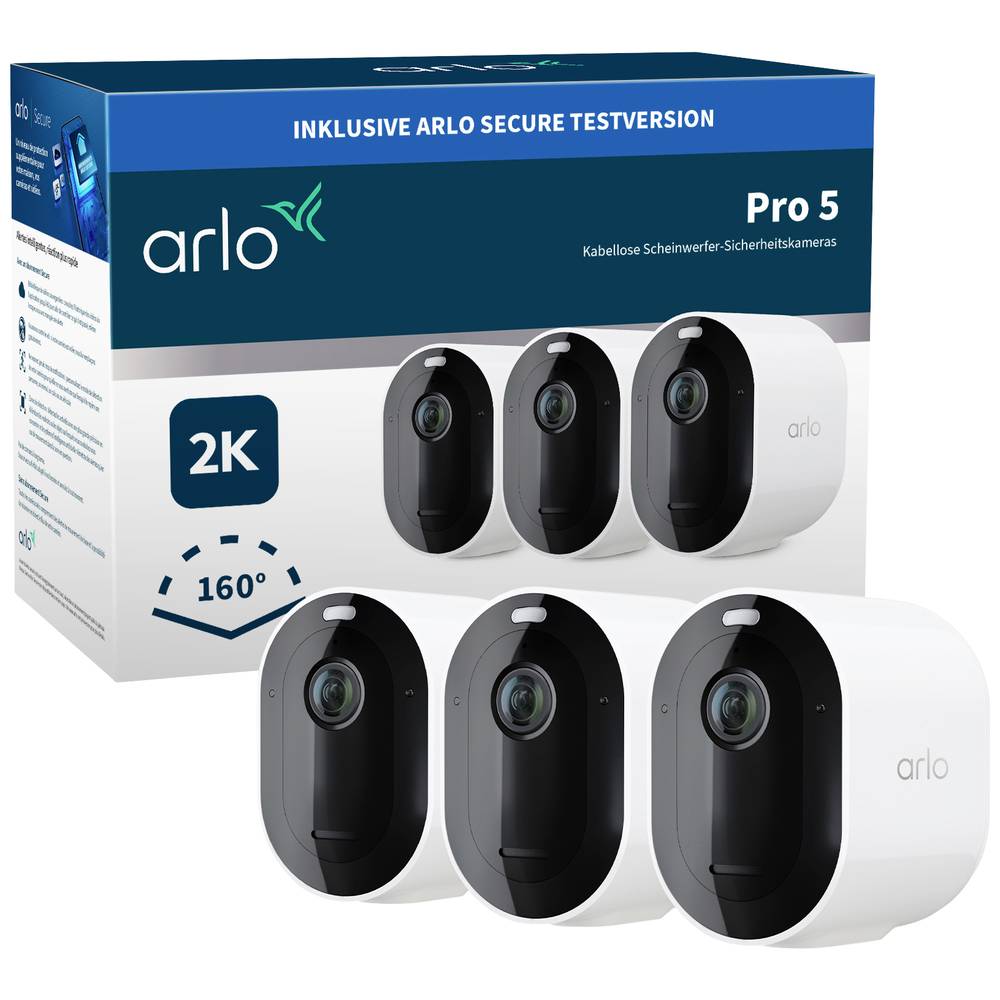 ARLO Pro 5 Spotlight Security Camera with 3x Camera Kit VMC4360B-100EUS IP-Bewakingscameraset WiFi M