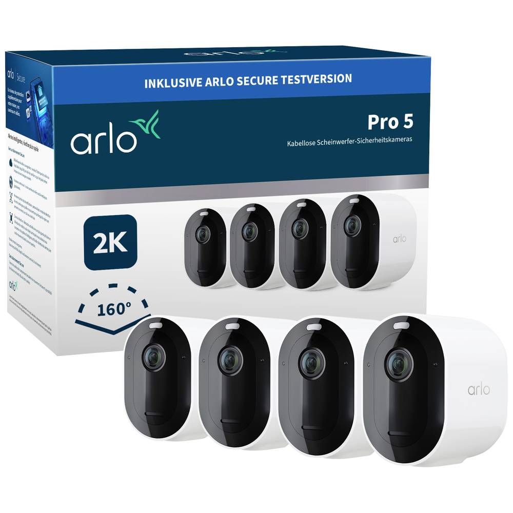 ARLO Pro 5 Spotlight Security Camera with 4x Camera Kit VMC4460P-100EUS IP-Bewakingscameraset WiFi M