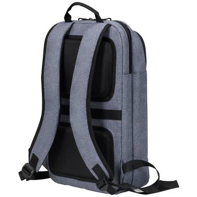 Ein grauer Rucksack mit schwarzen Riemen und gepolstertem Rücken ist abgebildet. Er hat ein schlichtes, modernes Design.
