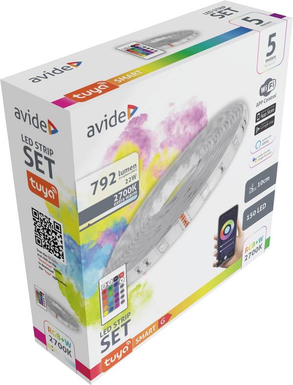 avide  ABLSBL12V5050-30RGBW-TYIR LED-Streifen-Komplettset EEK: G (A - G) mit Stecker 12 V, 230 V 5 m Warmweiß  1 St.