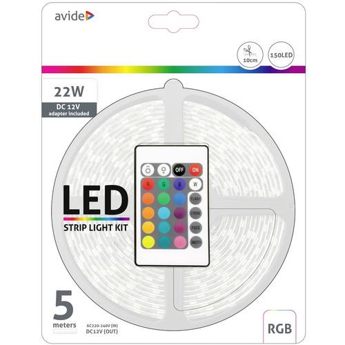 avide ABLSBL12V5050-30RGB65 LED-Streifen-Komplettset mit Stecker 12 V, 230 V 5 m RGB 1 St.