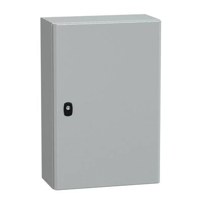 Metallener Schaltkasten mit einer schwarzen Verriegelung an der Vorderseite, zur sicheren Unterbringung von elektrischen Anschlüssen.