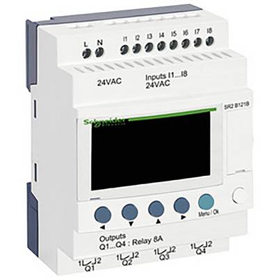 Elektronisches Steuergerät mit Display und mehreren Anschlussklemmen, geeignet für Eingangs- und Ausgangssignalsteuerung.