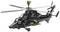 Ein schwarzer Hubschraubermodell des Typs Eurocopter Tiger mit langer Kanone an der Seite, geeignet für militärische Zwecke.