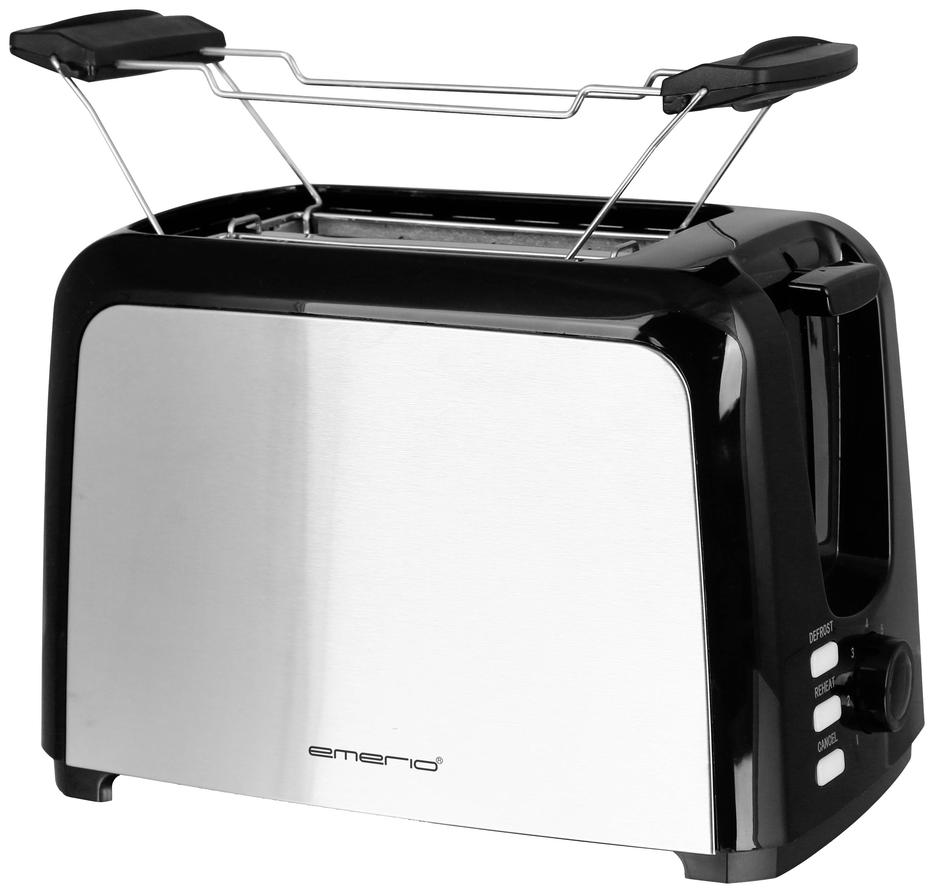 EMERIO Toaster 2 Scheiben, Edelstahl, Thermostat, Aufsatz