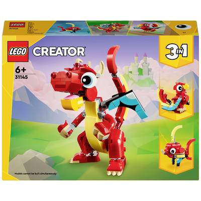 LEGO Creator 3-in-1-Set 'Fabelwesen' für Kinder ab 6 Jahren. Enthält einen großen roten Drachen und zwei weitere Modelle.