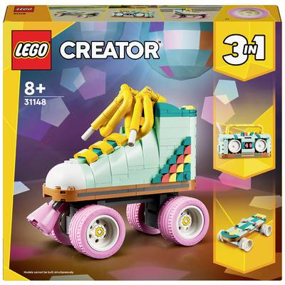 LEGO Creator Set 31148: Baukasten mit Rollschuh-Motiv, enthält Bauoptionen für drei Modelle. Für Kinder ab 8 Jahren geeignet.