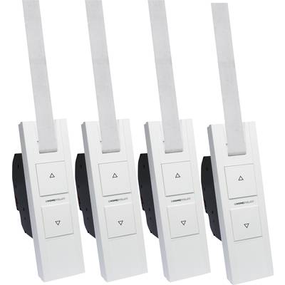 Vier elektrische Gurtwickler mit jeweils zwei Tasten zur Bedienung von Rollläden.