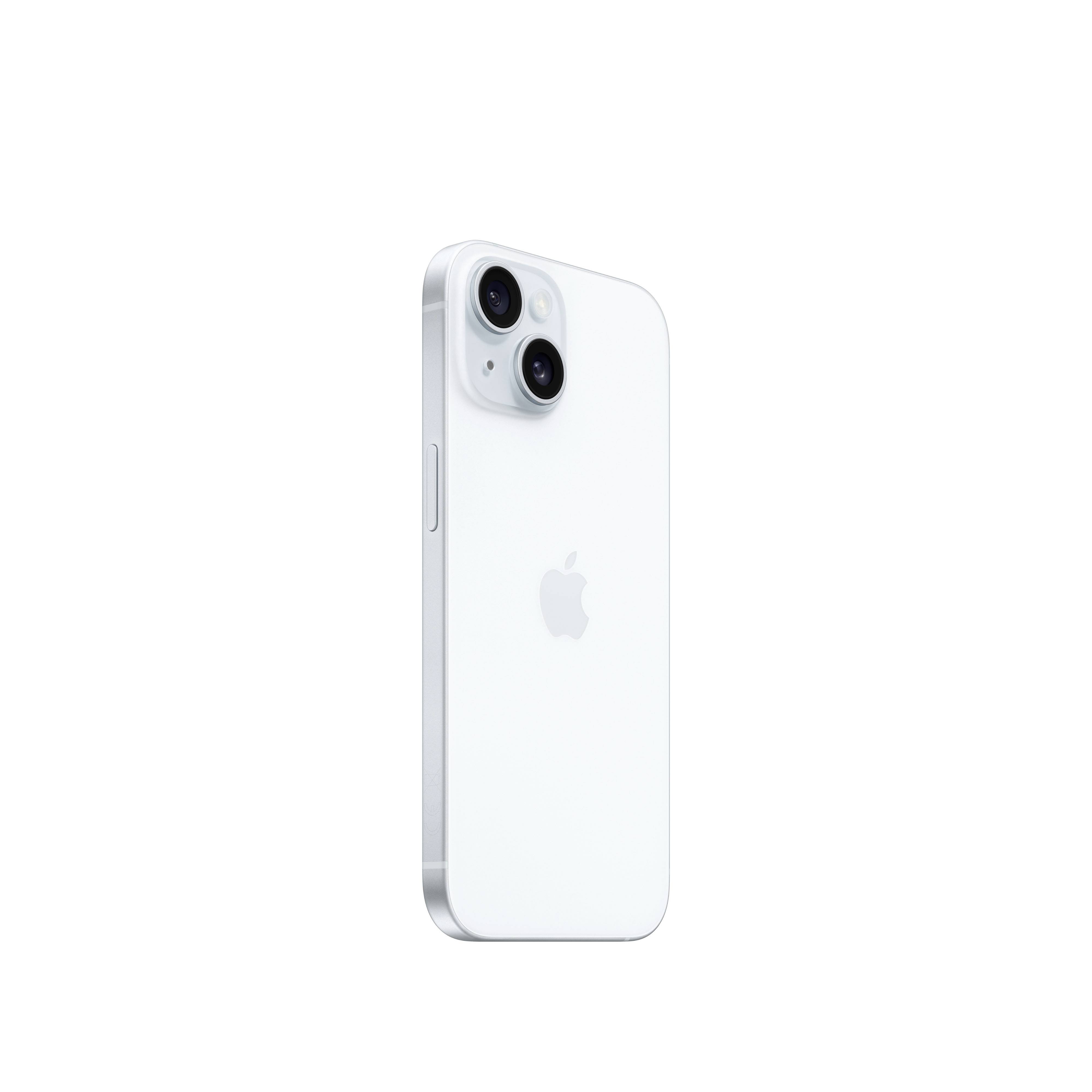 Ein weißes Smartphone mit Dual-Kamera auf der Rückseite, im Seitenprofil gezeigt.