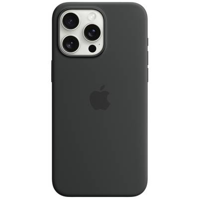 Apple Silicon Case MagSafe Backcover Apple iPhone 15 Pro Max Schwarz Induktives Laden, Stoßfest