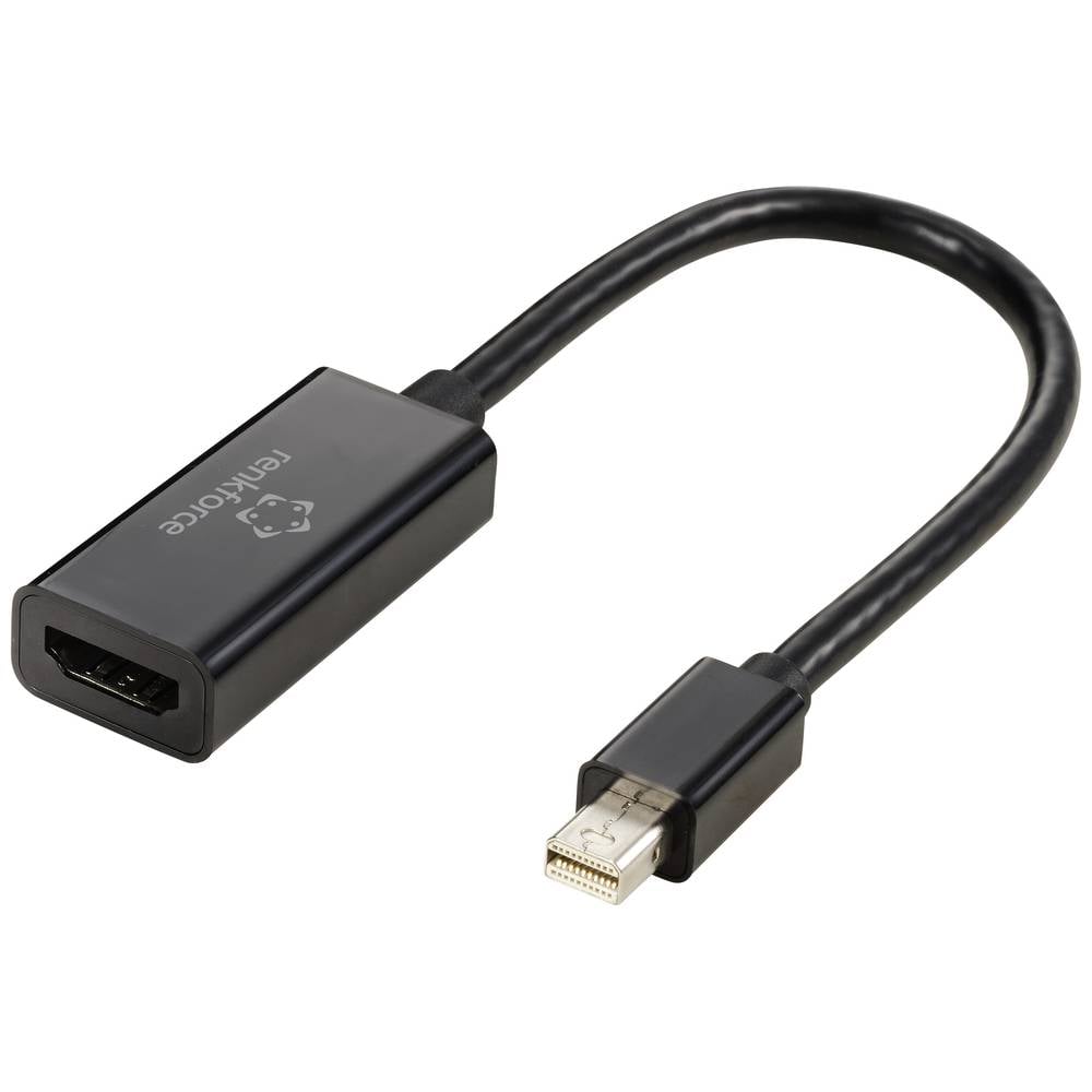 Renkforce RF-5947252 DisplayPort-kabel Mini-displayport Adapterkabel HDMI-A bus 0.55 m Zwart Verguld