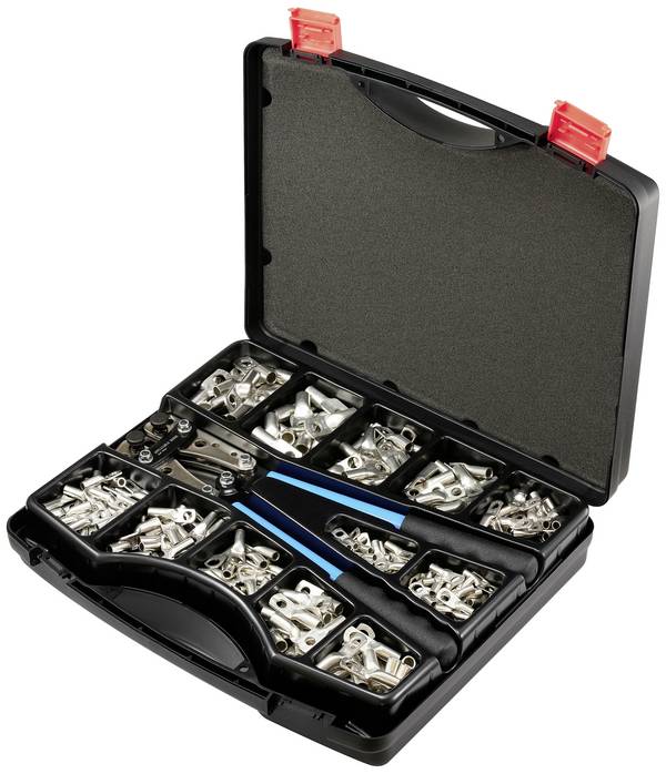 TRU COMPONENTS TC-11894512 Rohrkabelschuh-Sortiment 6 - 50 mm² mit Crimpzange 6 mm² 50 mm² Silber 281 St.
