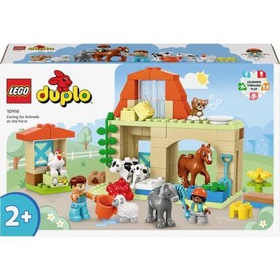 LEGO Duplo-Baukasten 'Caring for Animals', altersgerechtes Bauernhof-Set für Kinder ab 2 Jahren, mit Tieren, Figuren und Landschaftselementen.
