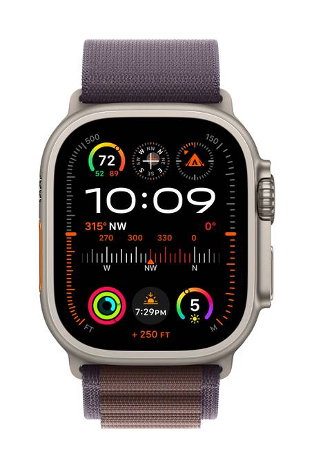 Frontansicht aufs Display der Apple Watch Ultra 2 Cellular