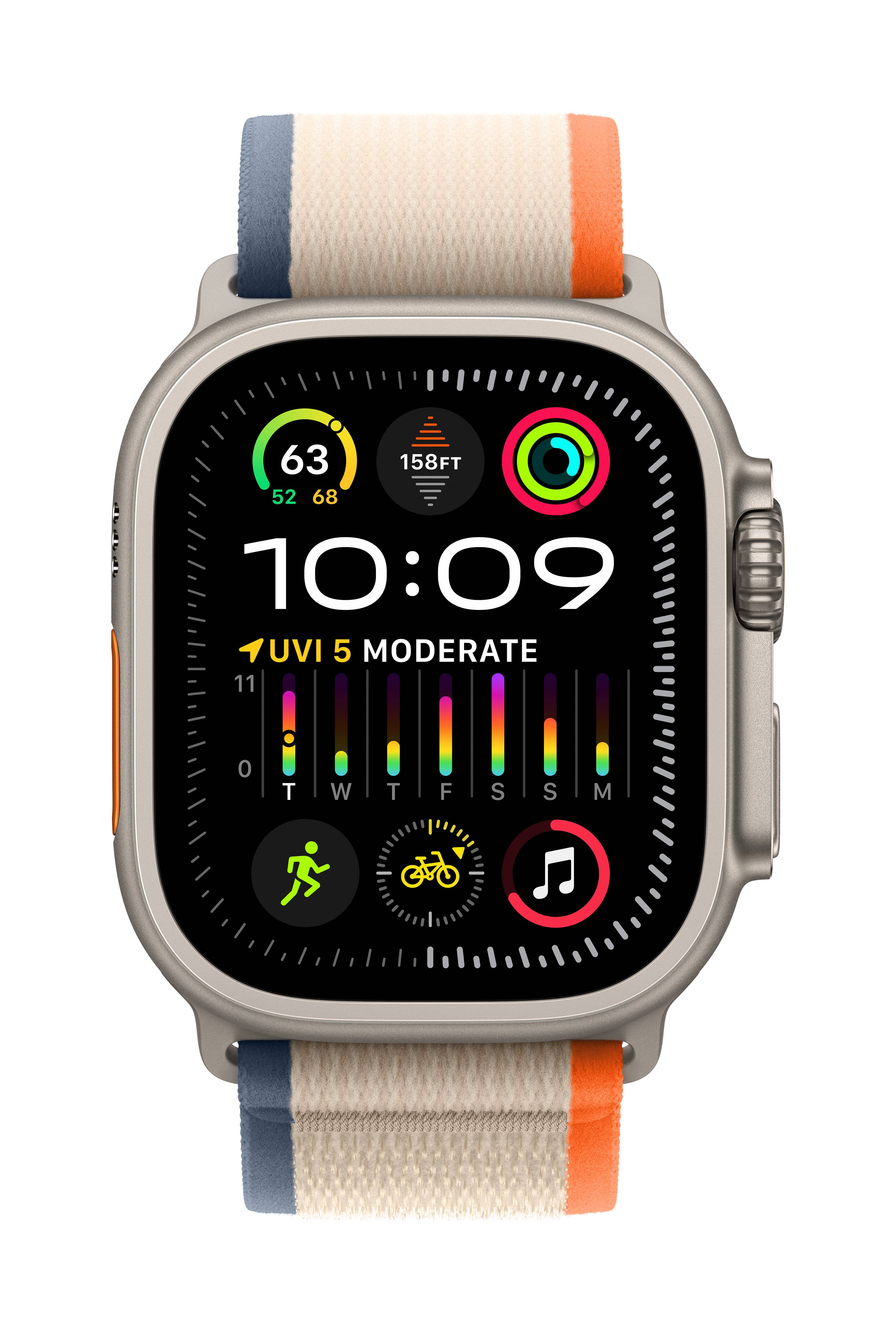 Apple Watch Ultra 2 GPS + Cellular 49 mm Titangehäuse Trail Loop Orange, Beige M/L-0