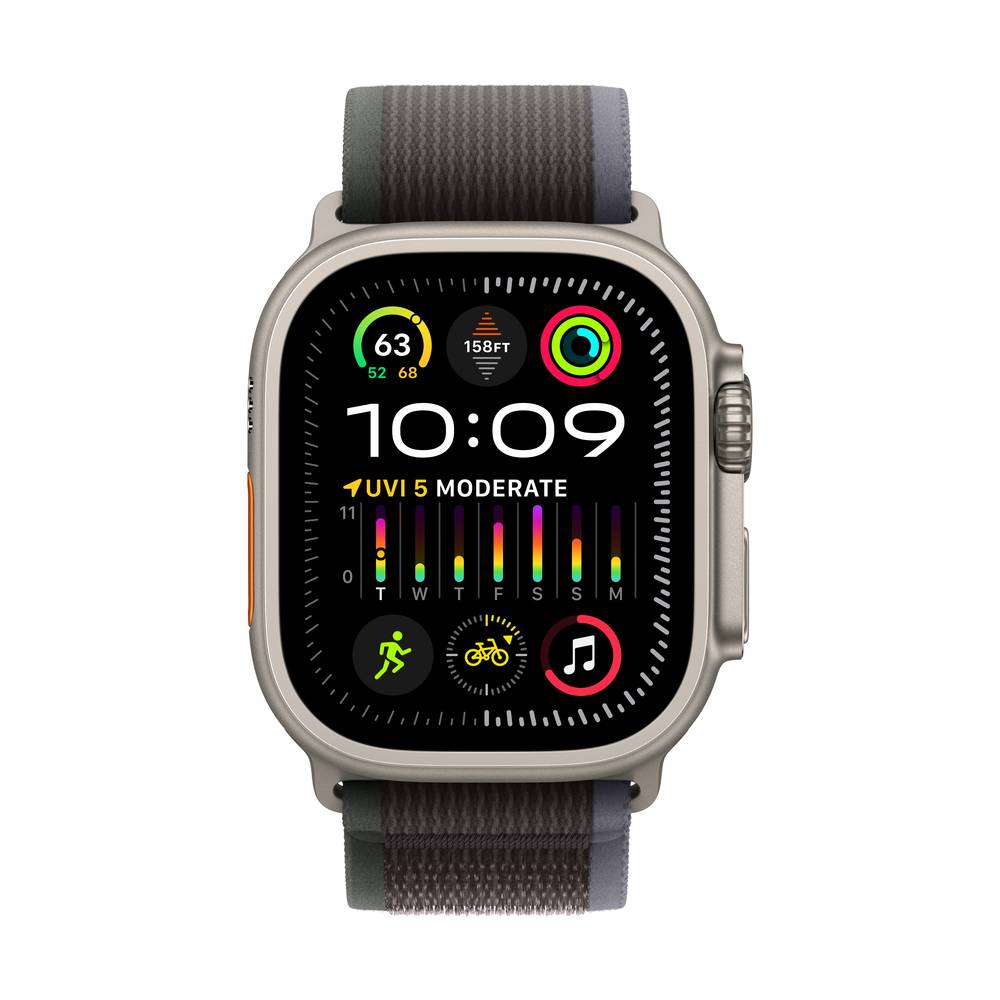 Apple Watch Ultra 2 medium-large trail-bandje Titanium (Blauw-Zwart)