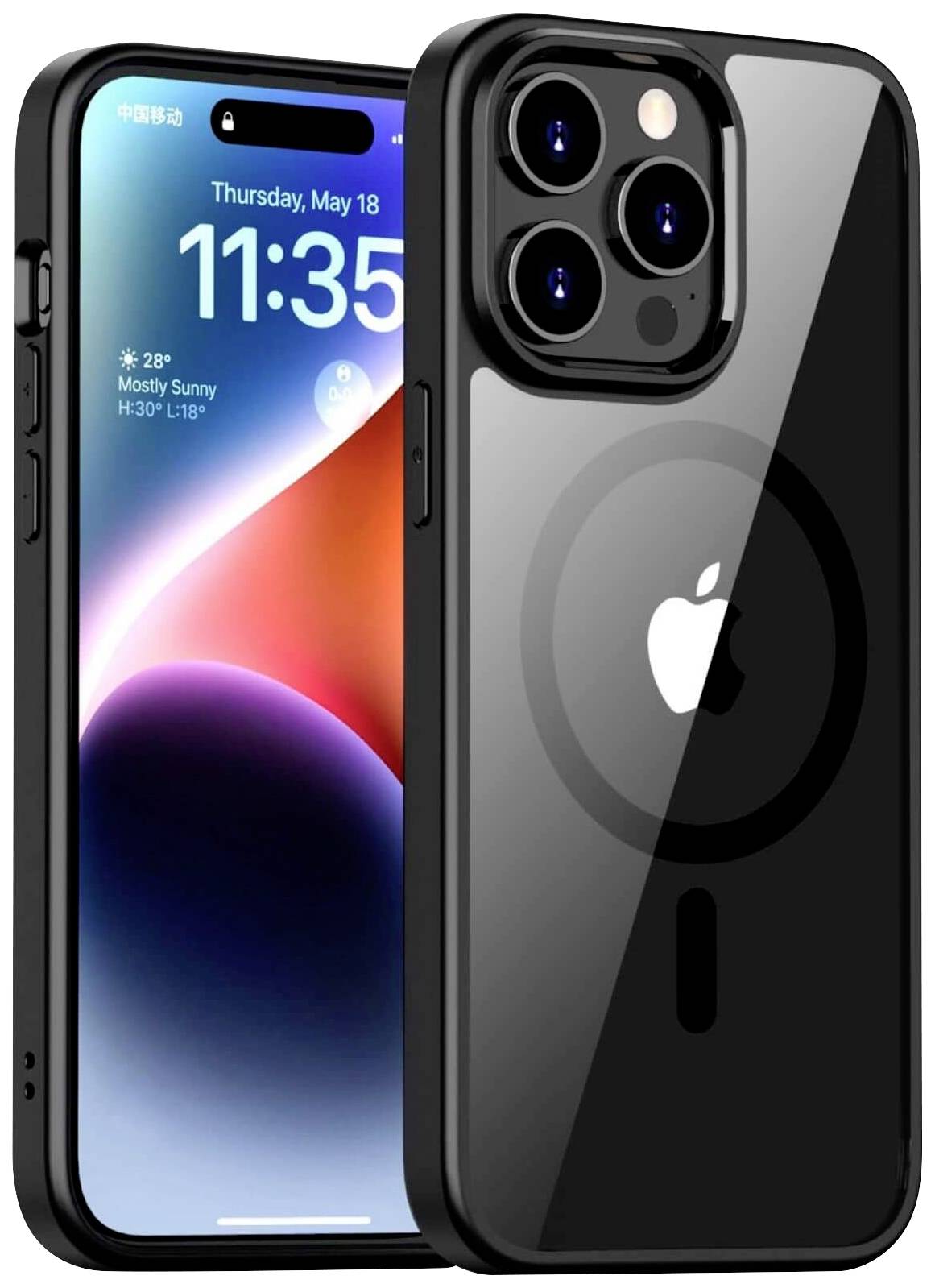 JT BERLIN Pankow Hybrid MagSafe Backcover Apple iPhone 15 Pro Schwarz, Transparent