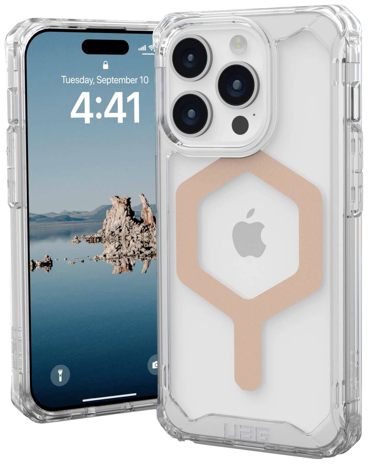 URBAN ARMOR GEAR Plyo MagSafe Backcover Apple iPhone 15 Pro Ice, Transparent, Roségold