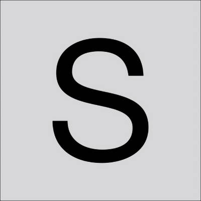 Schwarzer Buchstabe S, zentriert auf hellgrauem Hintergrund.