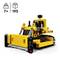 Gelbes Bulldozer-Spielzeug aus 195 Lego-Teilen, geeignet für Kinder ab 7 Jahren. Enthält bewegliche Teile und Bauschritte.