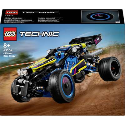 Lego Technic Off-Road Race Buggy für Kinder ab 8 Jahren, Set 42124, auf Verpackung abgebildet, enthält detailreiches Rennbuggy-Modell.