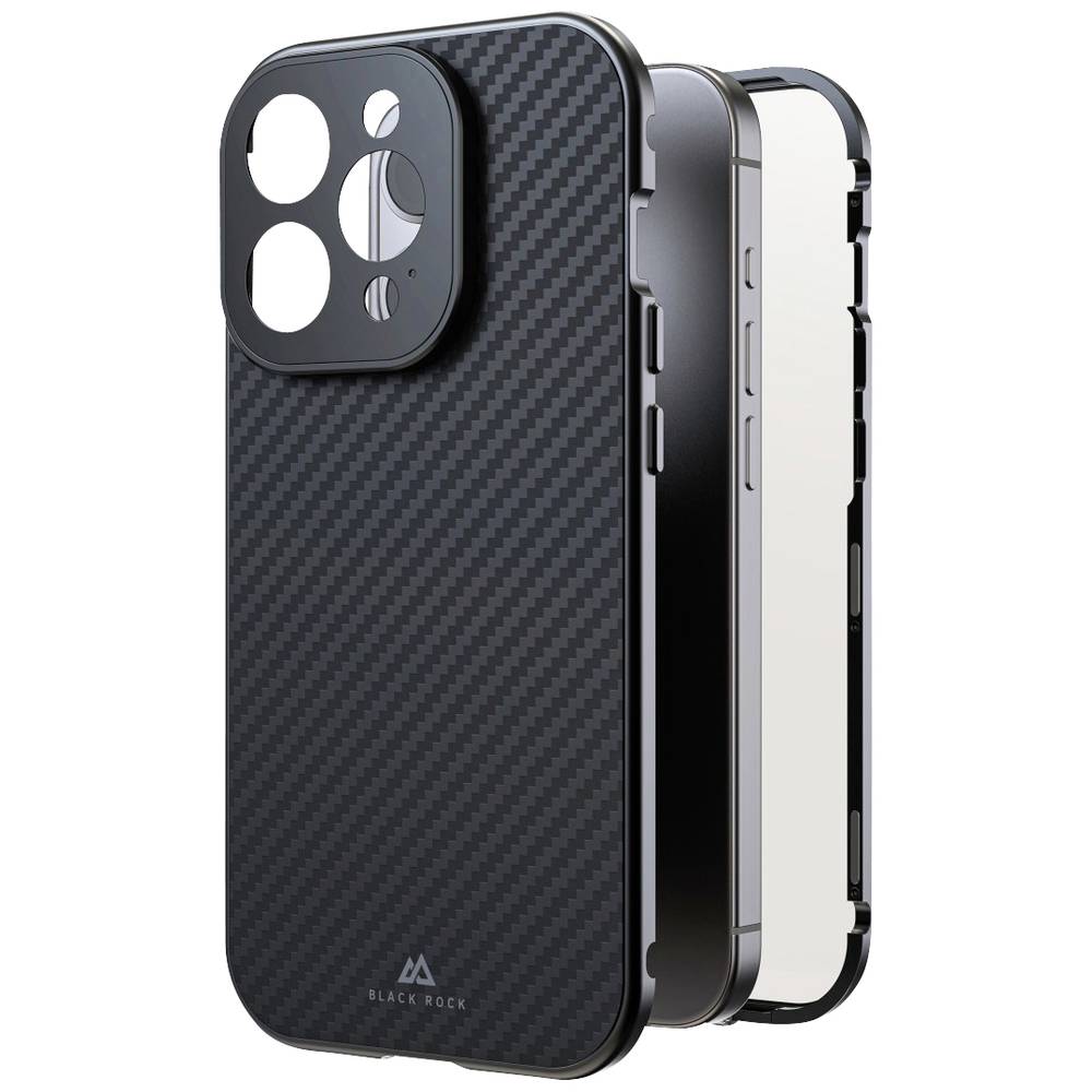 Black Rock 360° Glass Cover Apple iPhone 15 Pro Carbon Inductieve lading, Stootbestendig