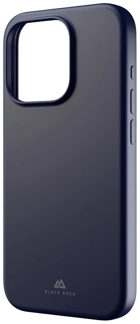 Schwarze Handyhülle mit erhöhtem Kameraschutz, seitlichen Tasten und 'Black Rock'-Logo unten.